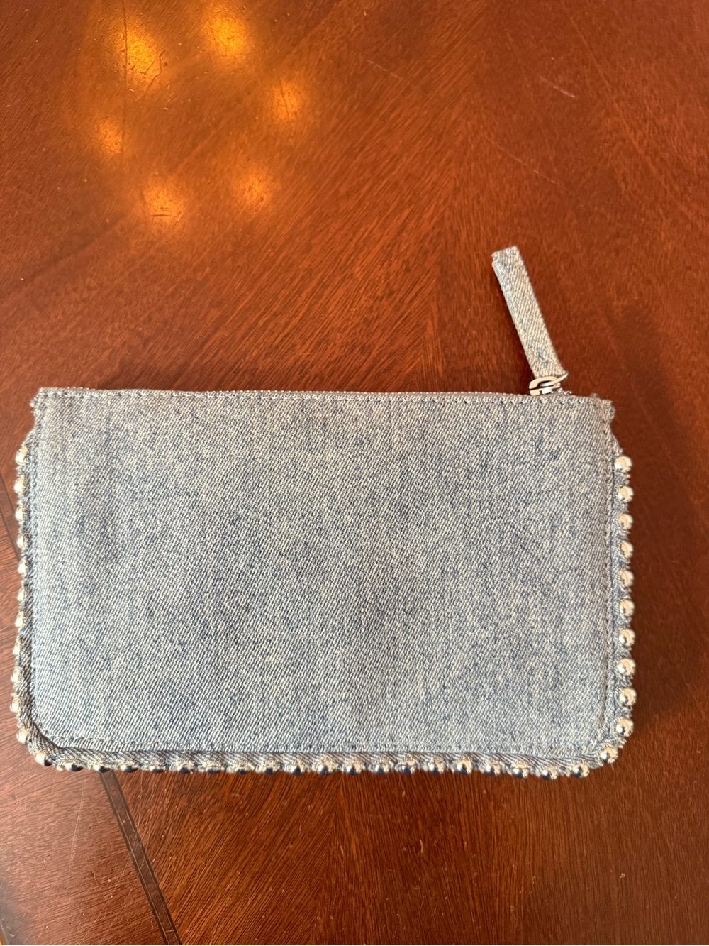 Zara Denim Zip Wristlet Clutch - Light Blue